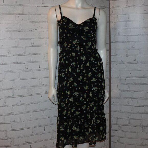 🌼 No Boundaries Floral Midi Dress · Black & Yellow · Size XS - Picture 4 of 7